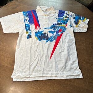 Vintage Yonex Mens Tennis Polo Shirt Size Medium Rare Colorful Flawless